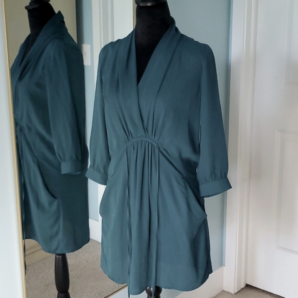 Bar III Teal 3/4 Sleeve Top/Tunic With Pockets XS